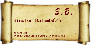 Sindler Balambér névjegykártya